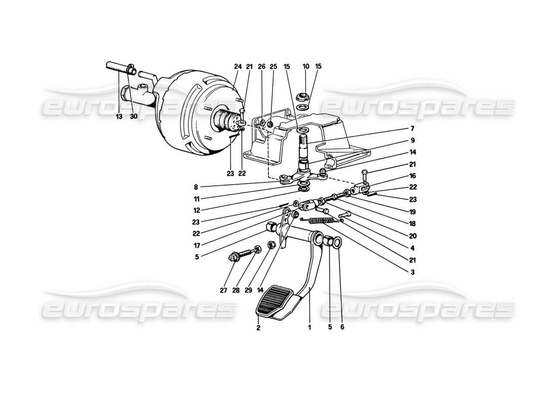 ferrari 308 gtb (1980) brake hydraulic system (variants for rhd versions) part diagram