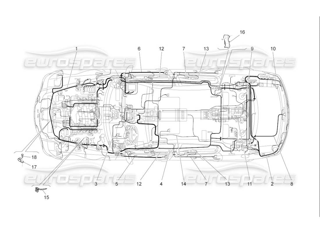 maserati qtp. (2007) 4.2 f1 main wiring parts diagram