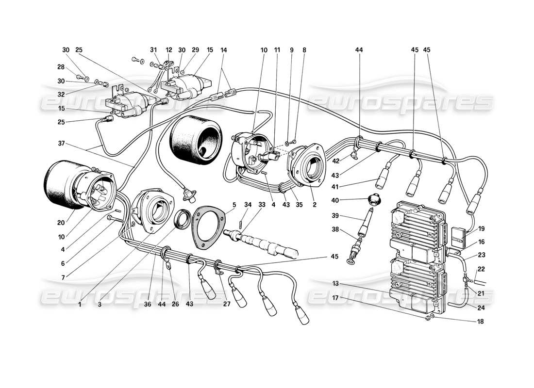 ferrari mondial 8 (1981) engine ignition parts diagram