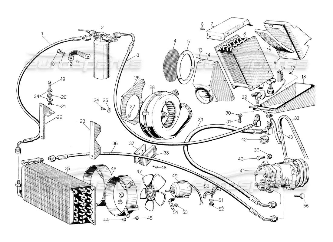 lamborghini countach 5000 qv (1985) air conditioning parts diagram