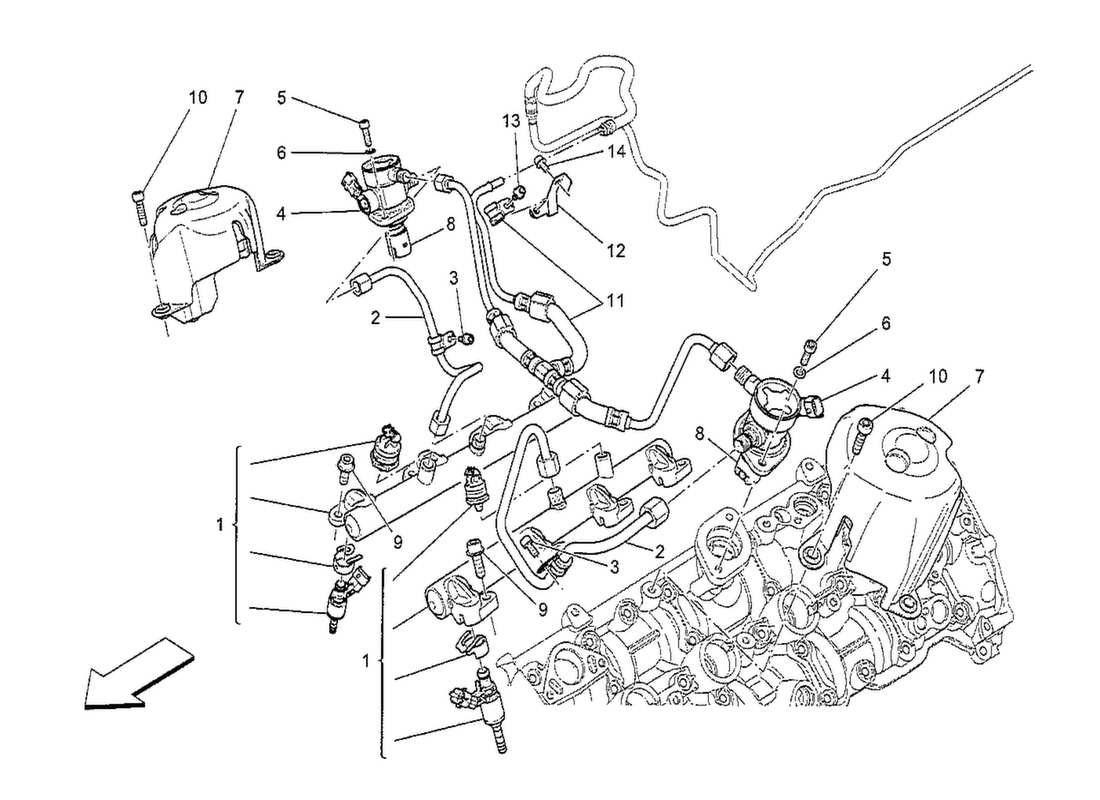 maserati qtp. v8 3.8 530bhp 2014 fuel pumps and connection lines parts diagram