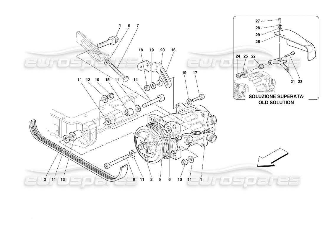 ferrari 355 (2.7 motronic) air conditioning compressor parts diagram