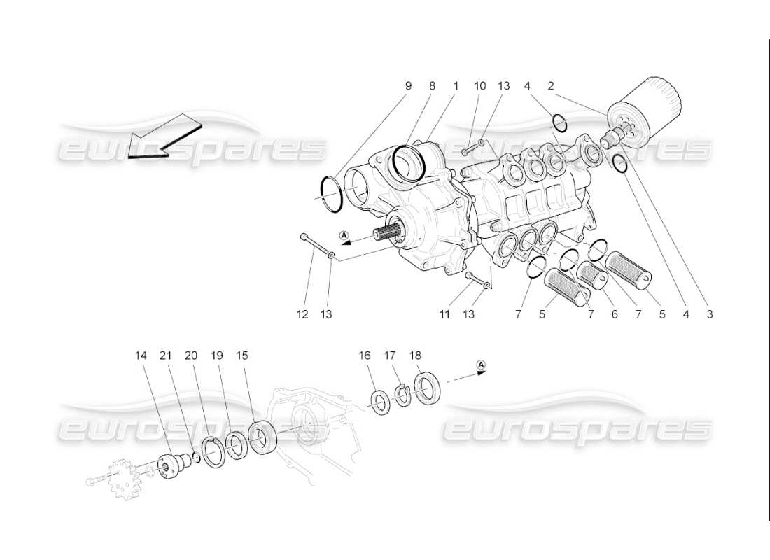 maserati qtp. (2007) 4.2 f1 lubrication system: pump and filter part diagram