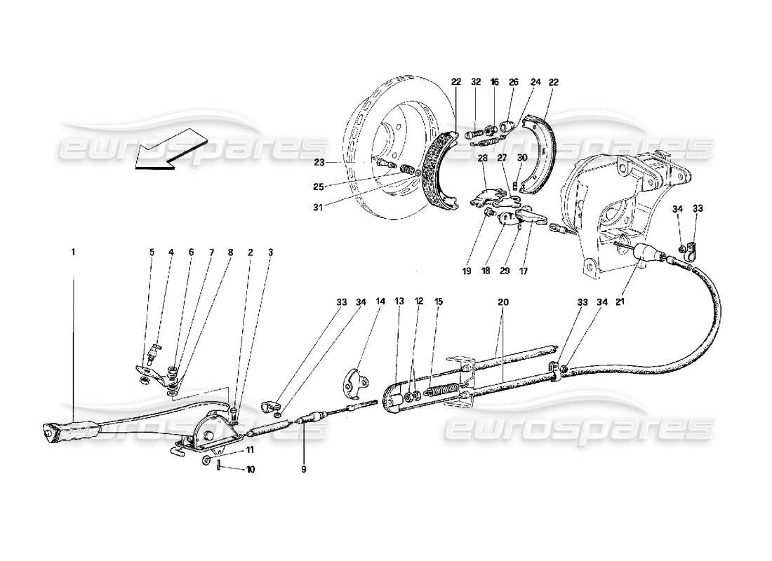 ferrari 348 (2.7 motronic) hand-brake control part diagram