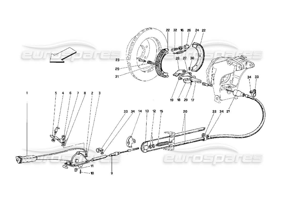 ferrari 348 (2.7 motronic) hand-brake control parts diagram