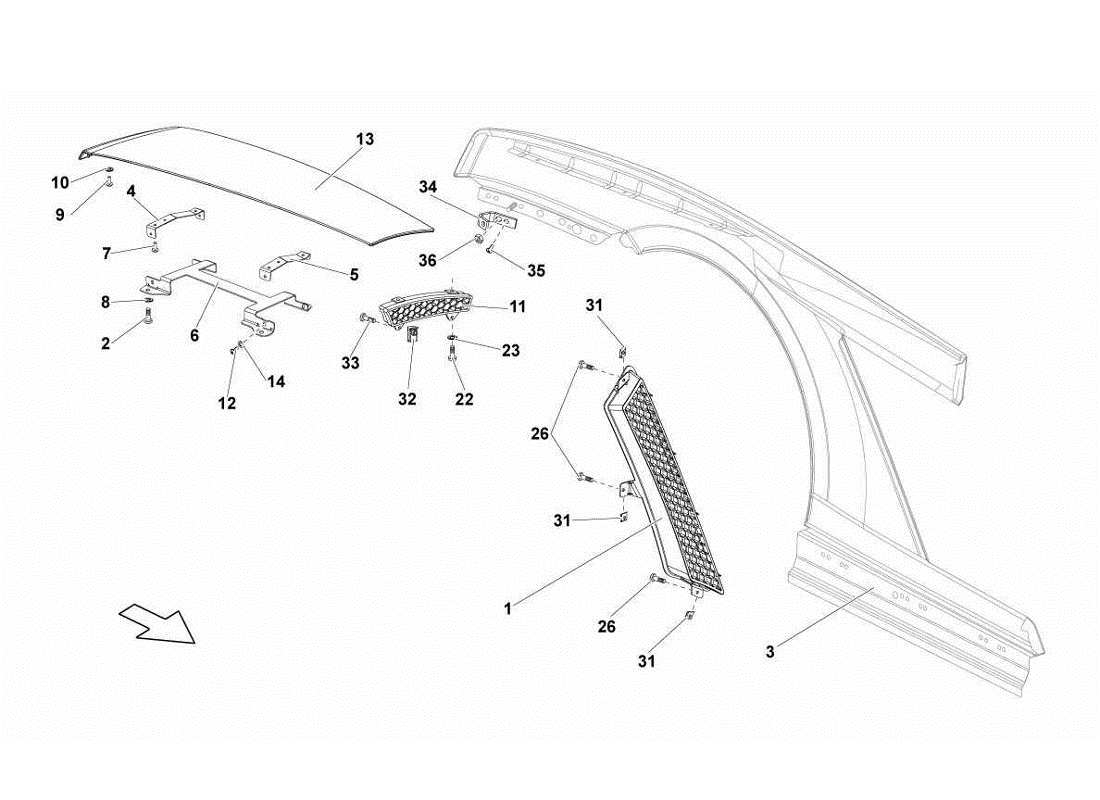 lamborghini gallardo lp570-4s perform rear fender parts diagram