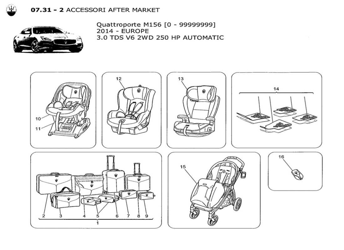 maserati qtp. v6 3.0 tds 250bhp 2014 after market accessories part diagram