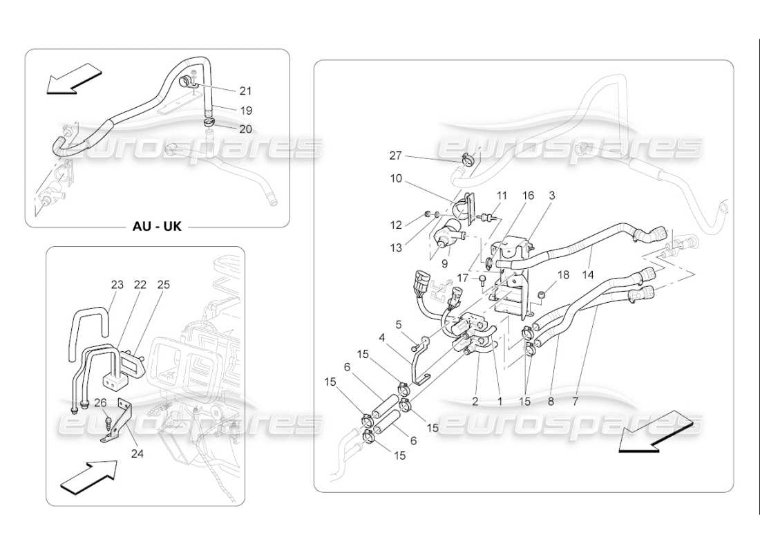 maserati qtp. (2007) 4.2 f1 a c unit: engine compartment devices parts diagram