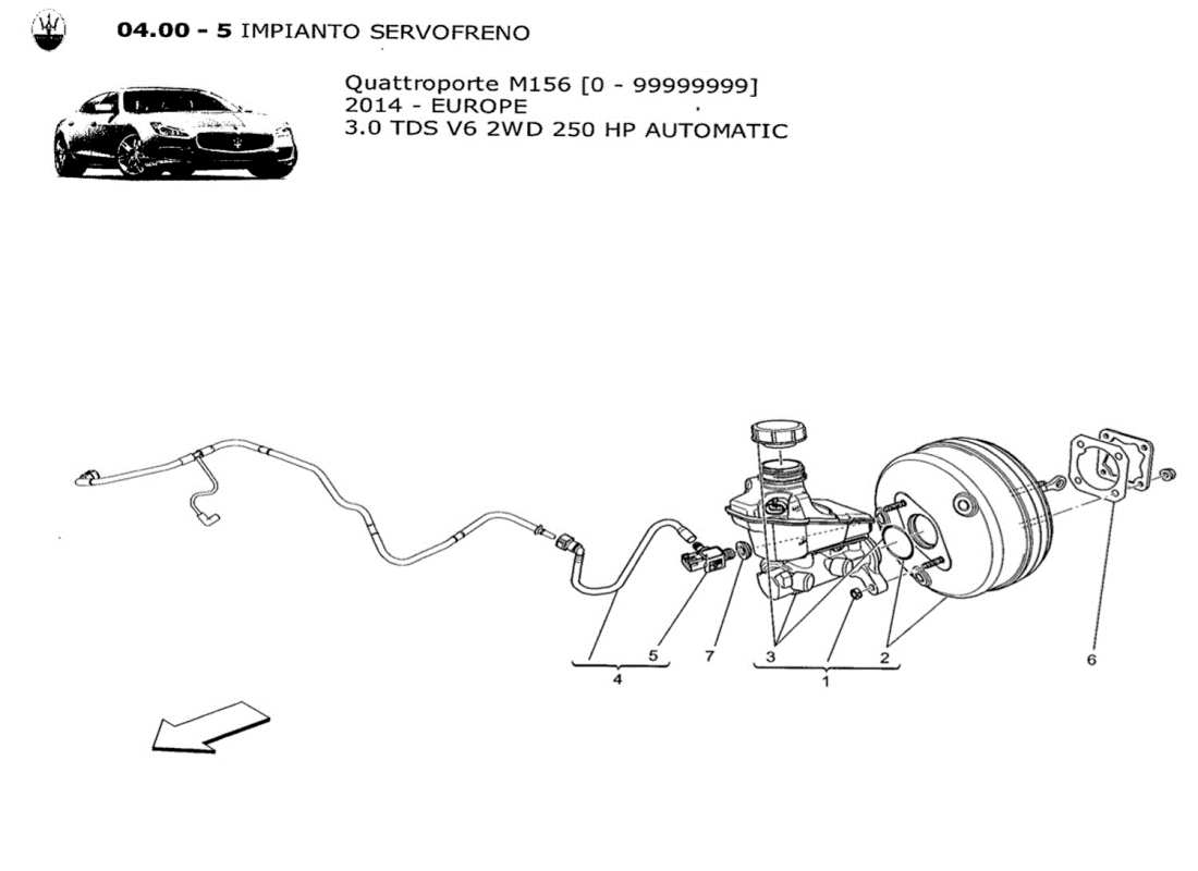 maserati qtp. v6 3.0 tds 250bhp 2014 brake servo system part diagram