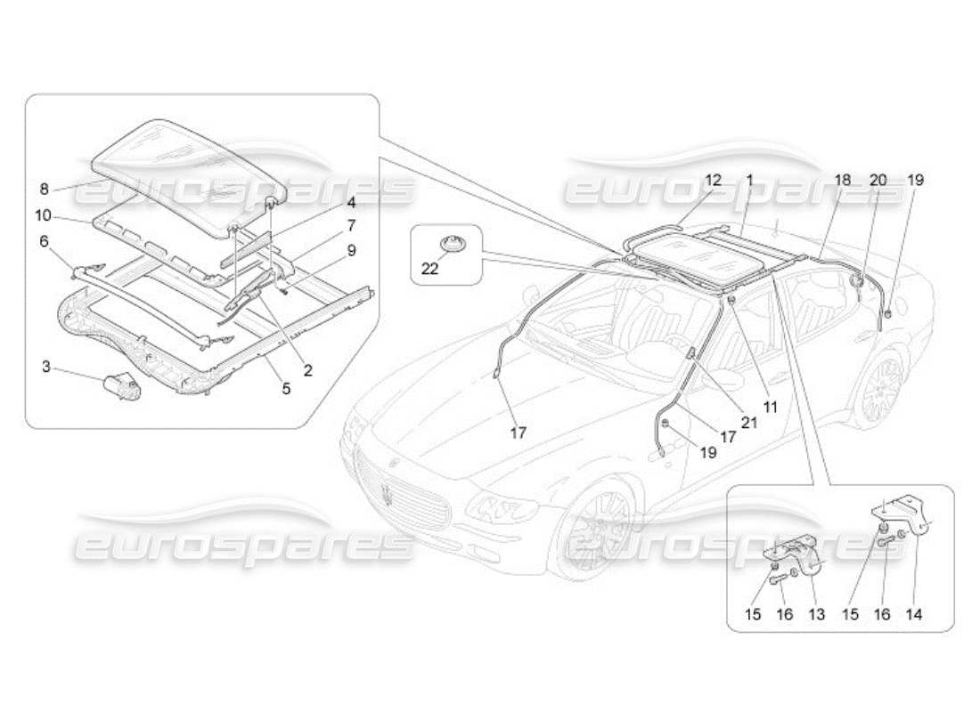 maserati qtp. (2005) 4.2 sunroof parts diagram