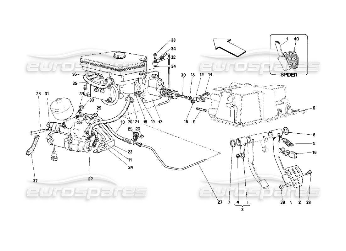 ferrari 348 (2.7 motronic) brake hidraulic parts diagram