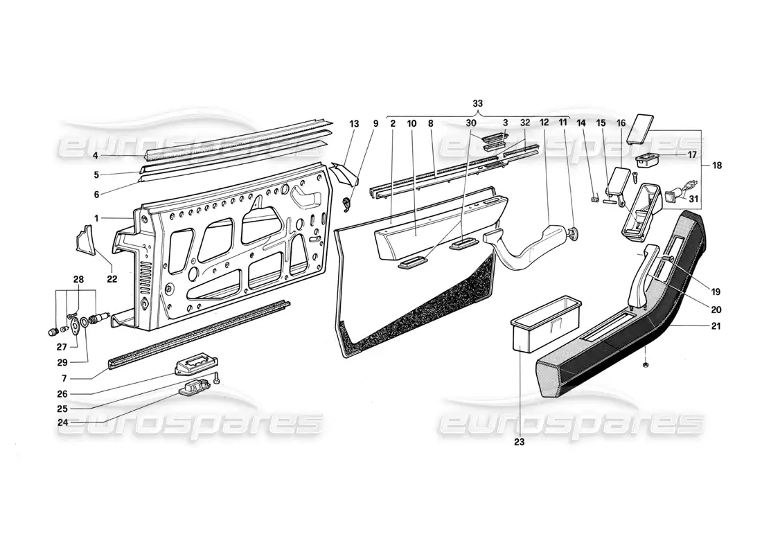 ferrari testarossa (1987) door parts diagram