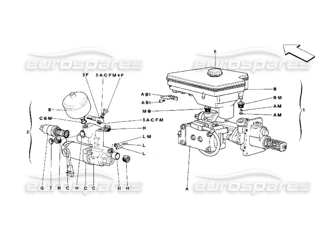 ferrari 348 (2.7 motronic) hydraulic system for antiskid parts diagram