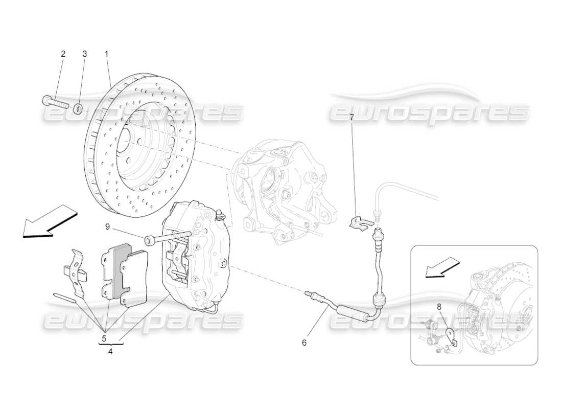 maserati grancabrio (2010) 4.7 braking devices on rear wheels parts diagram