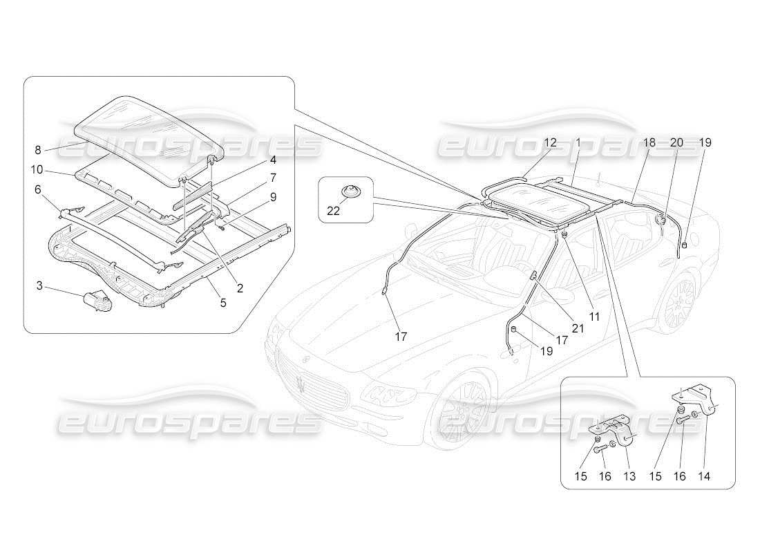 maserati qtp. (2011) 4.7 auto sunroof parts diagram