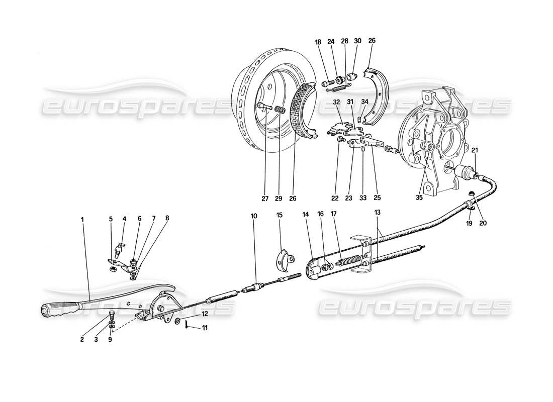 ferrari 328 (1985) hand - brake control part diagram