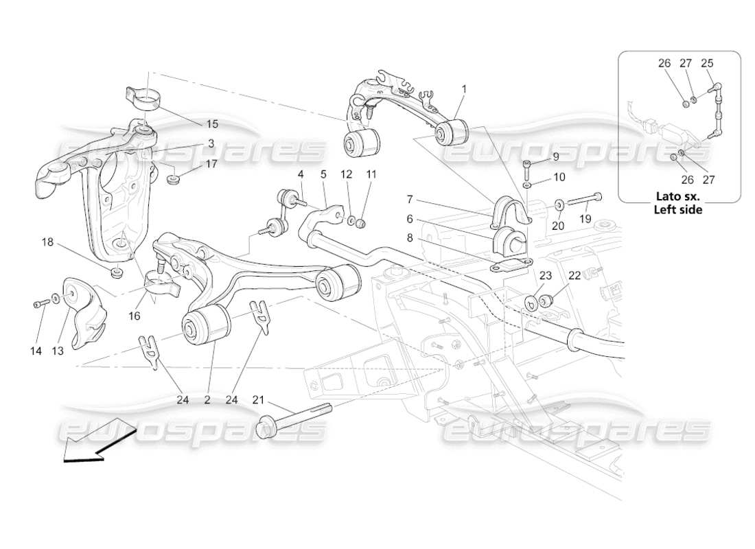 maserati grancabrio (2010) 4.7 front suspension part diagram