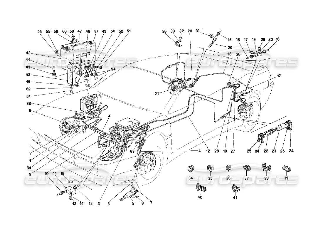 ferrari 348 (2.7 motronic) brake system parts diagram