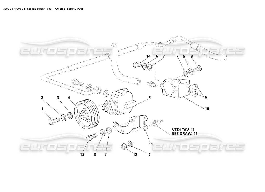 maserati 3200 gt/gta/assetto corsa power steering pump parts diagram