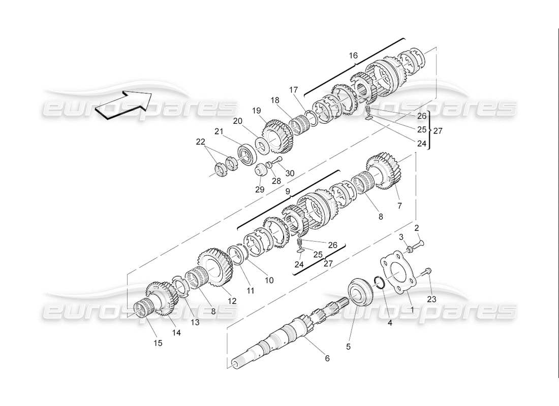 maserati qtp. (2006) 4.2 f1 main shaft gears part diagram