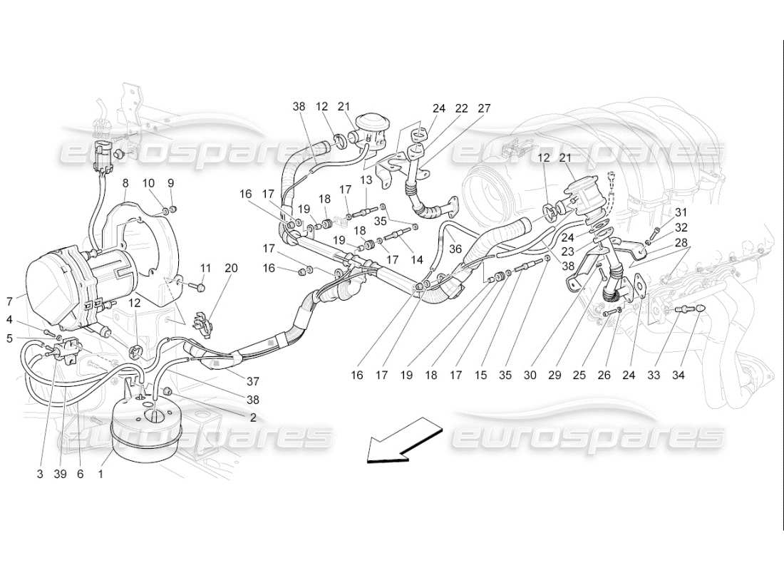 maserati qtp. (2007) 4.2 f1 additional air system parts diagram