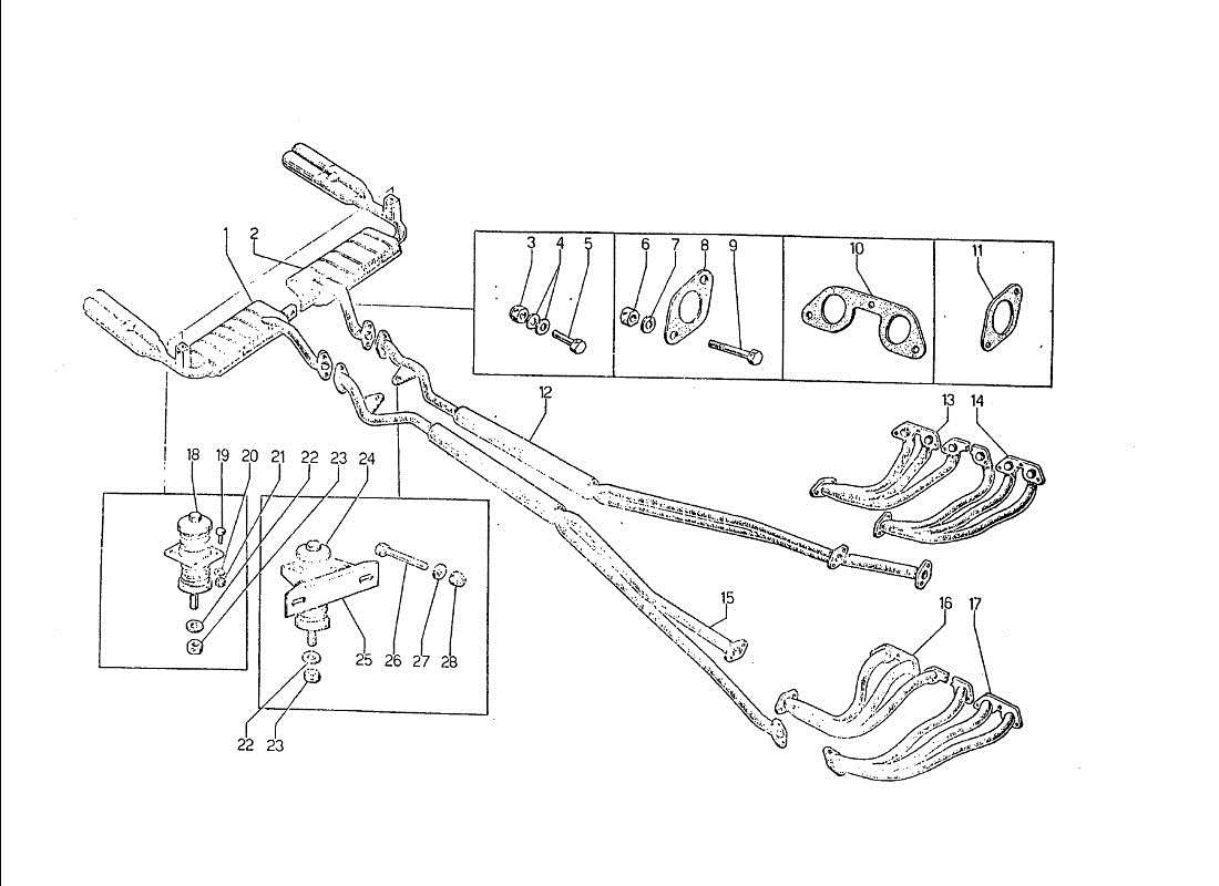 lamborghini jarama tubi di scarico part diagram