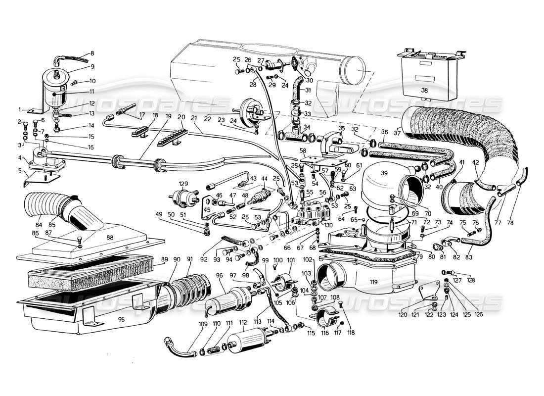 lamborghini countach 5000 qvi (1989) injection system part diagram