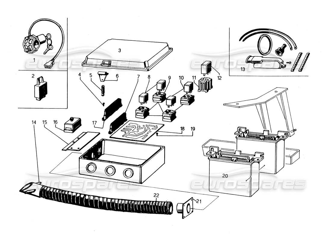 lamborghini countach 5000 qvi (1989) electrical system parts diagram