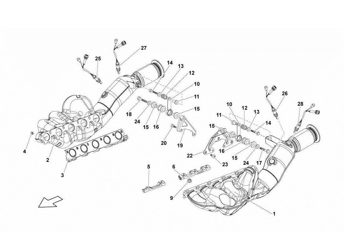 lamborghini gallardo lp560-4s update exhaust system parts diagram