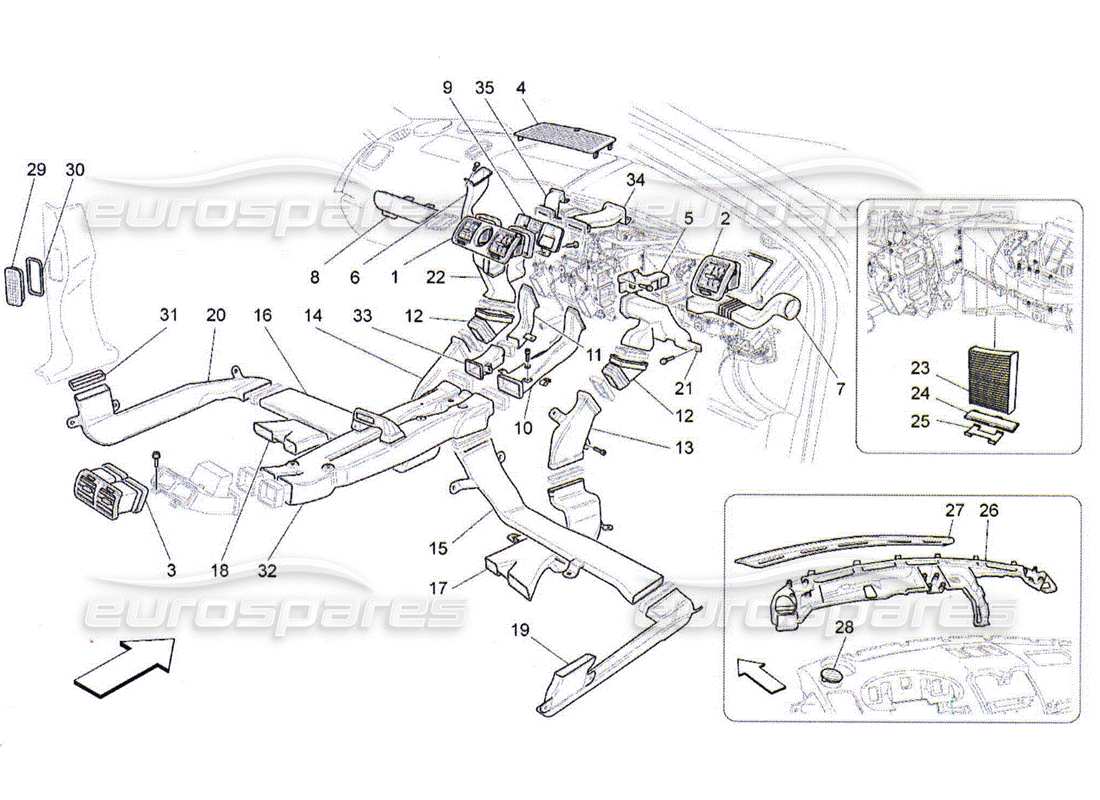 maserati qtp. (2010) 4.2 a c unit: diffusion parts diagram