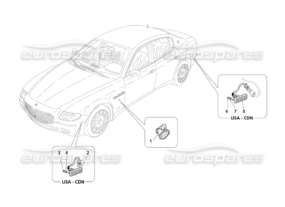 maserati qtp. (2006) 4.2 side lights parts diagram
