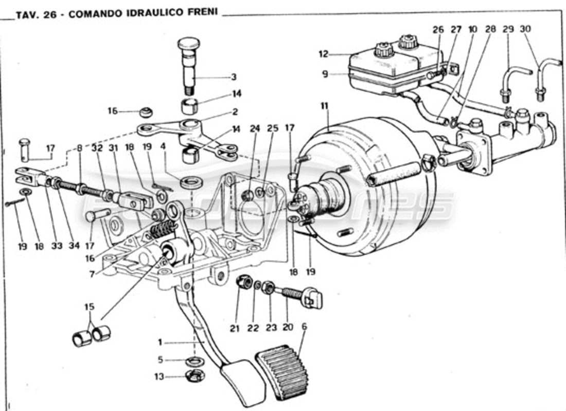 ferrari 246 gt series 1 brake hydraulic system parts diagram
