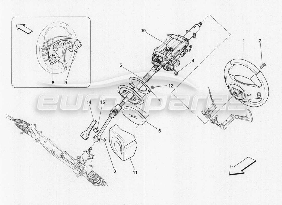 maserati qtp. v8 3.8 530bhp 2014 auto steering column and steering wheel unit parts diagram