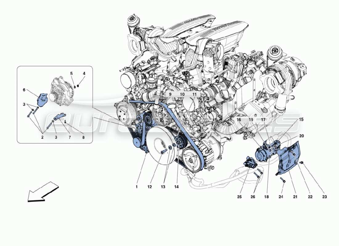 ferrari 488 challenge starter motor parts diagram