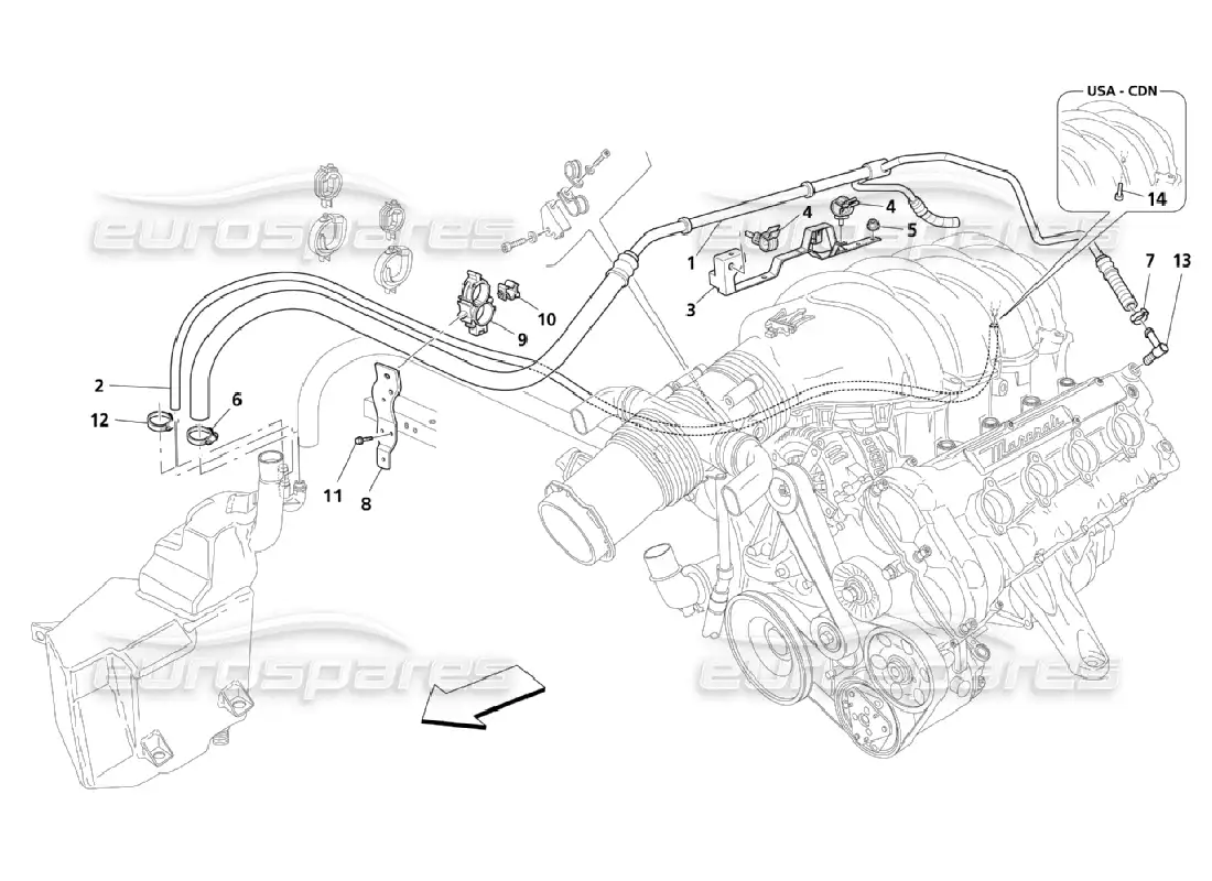 maserati qtp. (2006) 4.2 blow - by system parts diagram