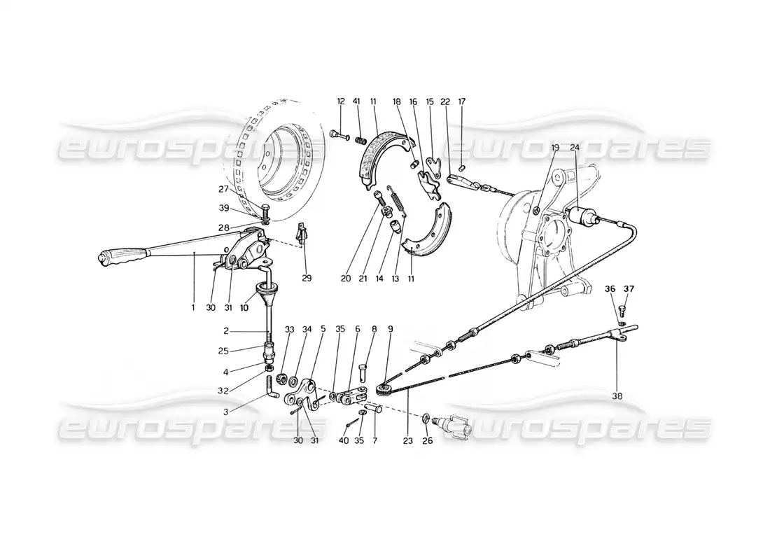 ferrari 400 gt (mechanical) hand-brake control parts diagram