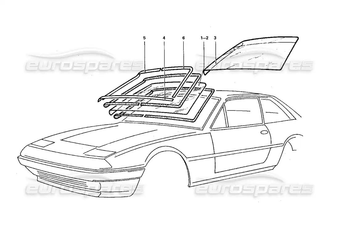ferrari 412 (coachwork) front screen & trims parts diagram