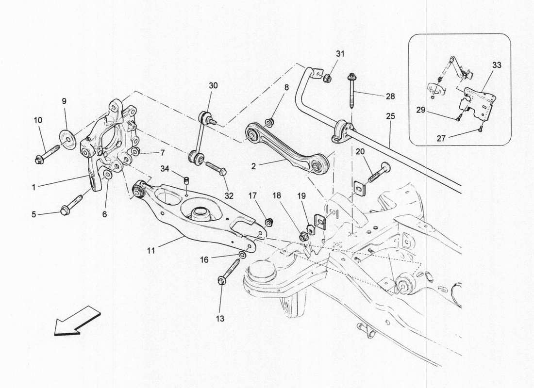 maserati qtp. v6 3.0 bt 410bhp 2wd 2017 rear suspension parts diagram