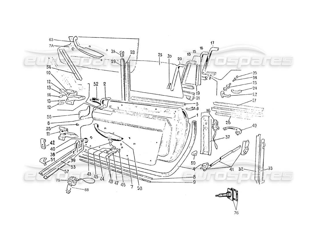 ferrari 275 (pininfarina coachwork) doors group parts diagram