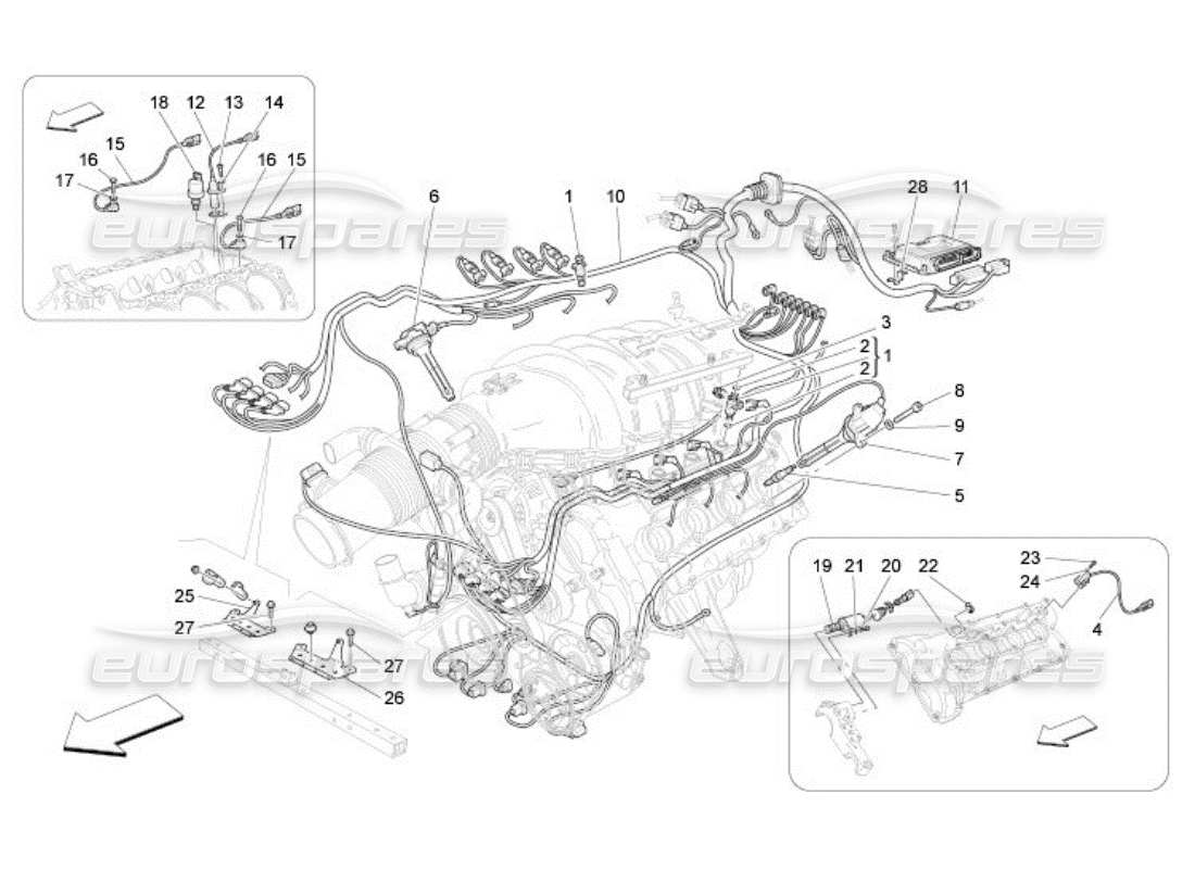 maserati qtp. (2005) 4.2 electronic control: injection and engine timing control parts diagram