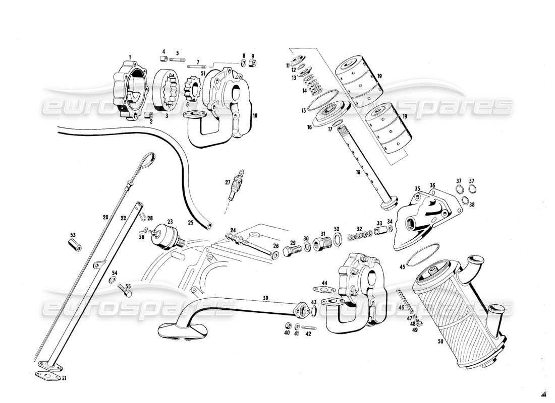 maserati mexico oil pump and filter part diagram