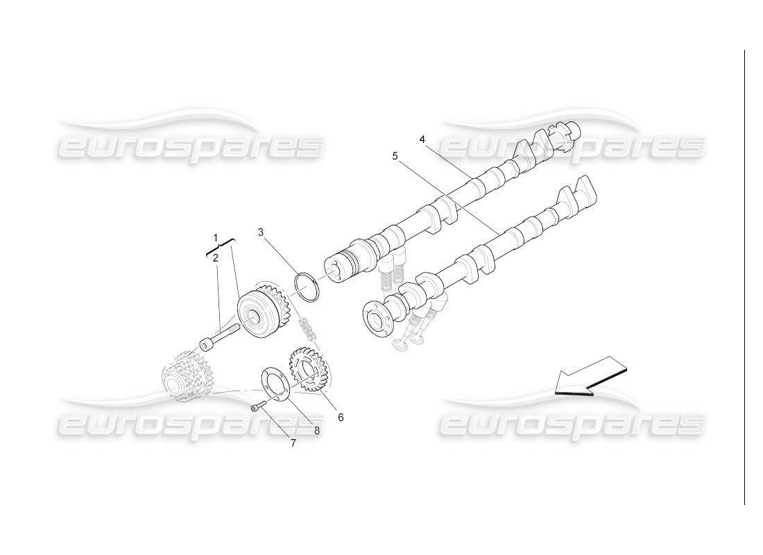 maserati qtp. (2007) 4.2 auto lh cylinder head camshafts parts diagram