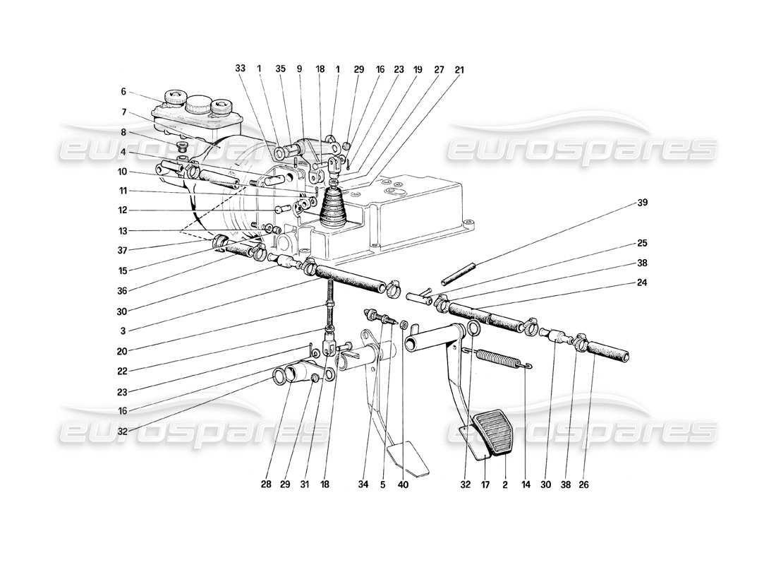 ferrari mondial 8 (1981) brake hydraulic system part diagram