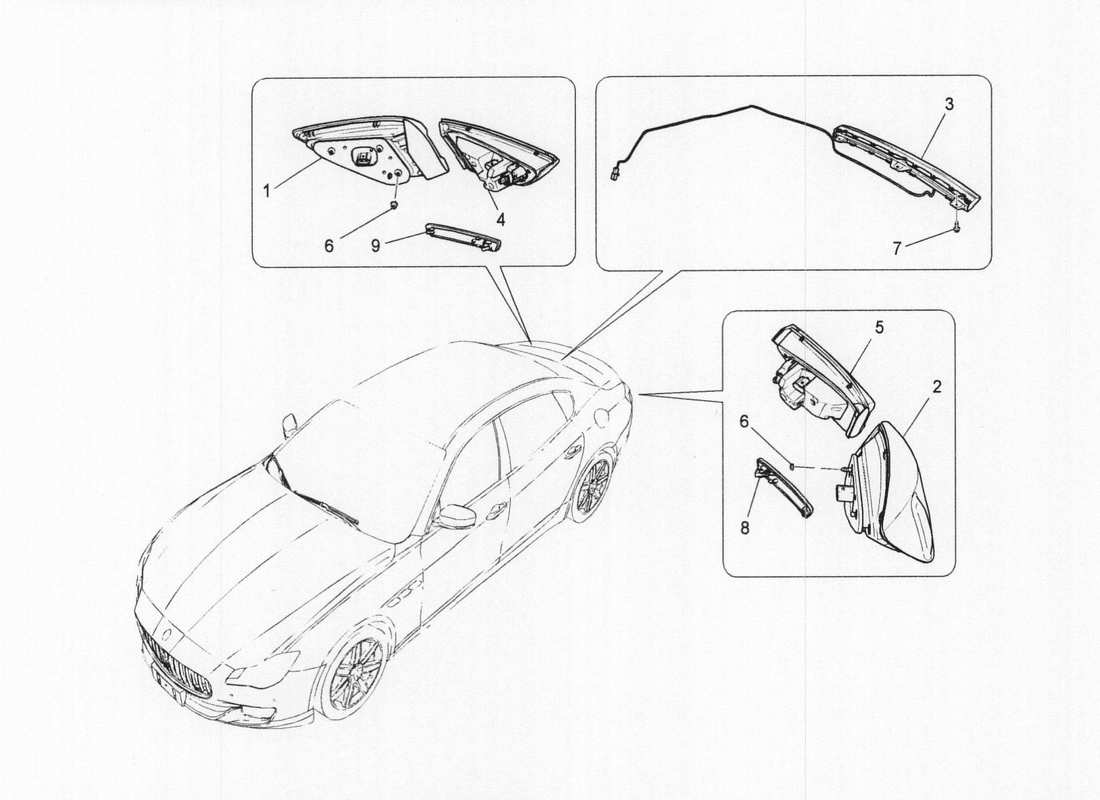 maserati qtp. v6 3.0 bt 410bhp 2wd 2017 taillight clusters parts diagram