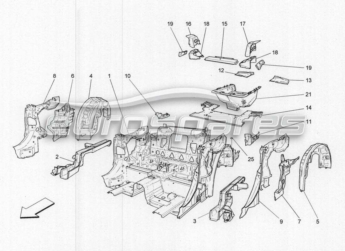 maserati grancabrio mc centenario rear structures and frames part diagram