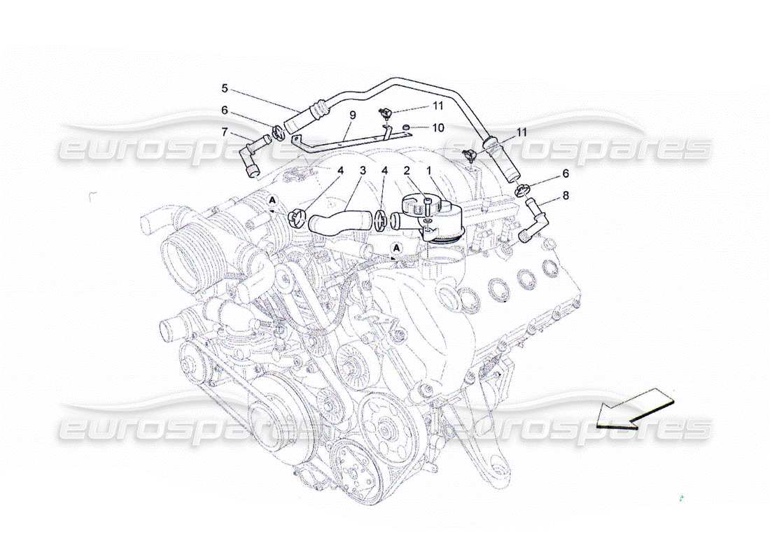 maserati qtp. (2010) 4.2 oil vapour recirculation system parts diagram