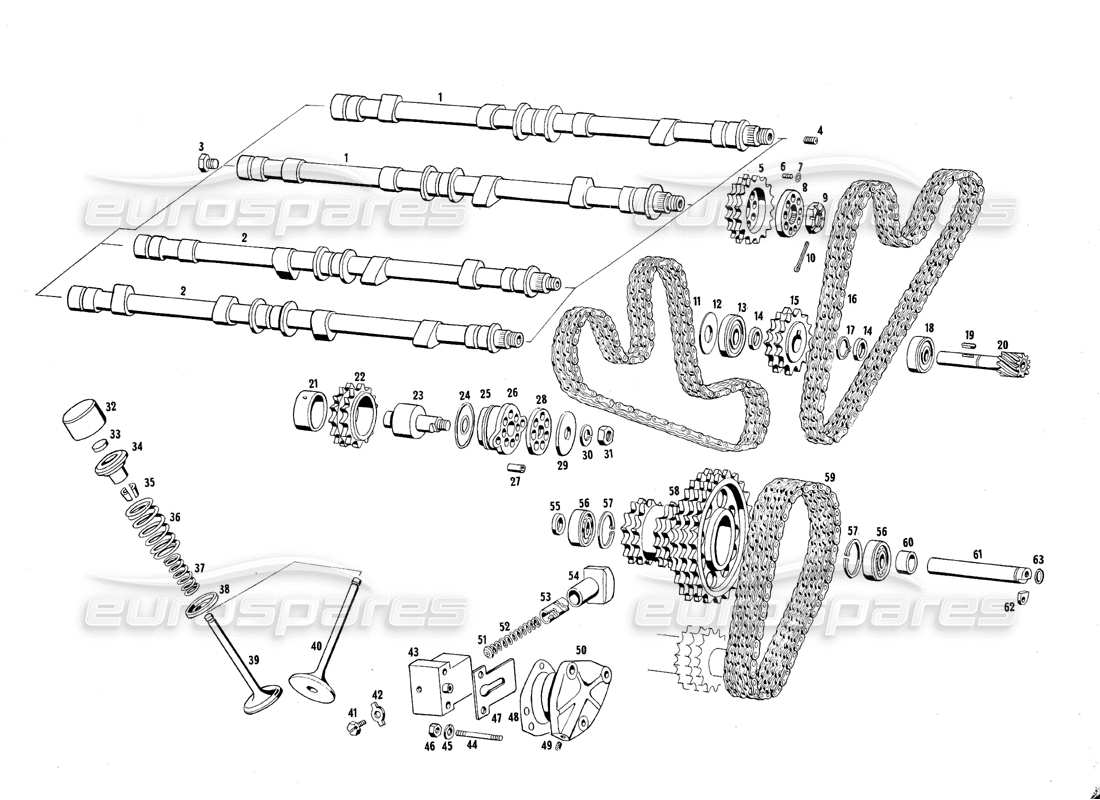 maserati qtp.v8 4.7 (s1 & s2) 1967 timing part diagram