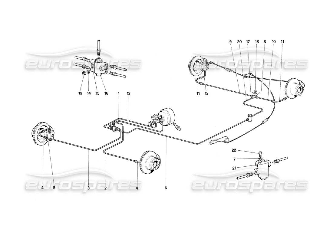 ferrari mondial 8 (1981) brake system parts diagram