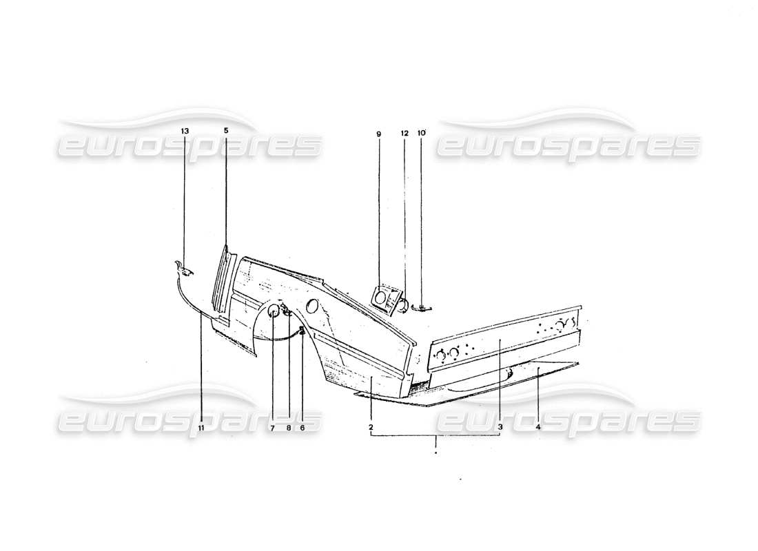 ferrari 365 gt4 2+2 coachwork rear end panels parts diagram