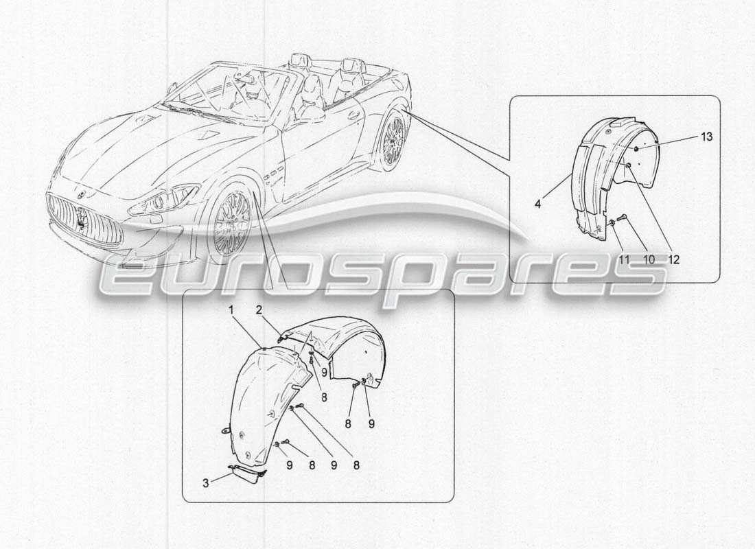 maserati grancabrio mc centenario wheelhouse and lids part diagram